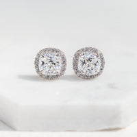 Cushion Halo Stud Earrings