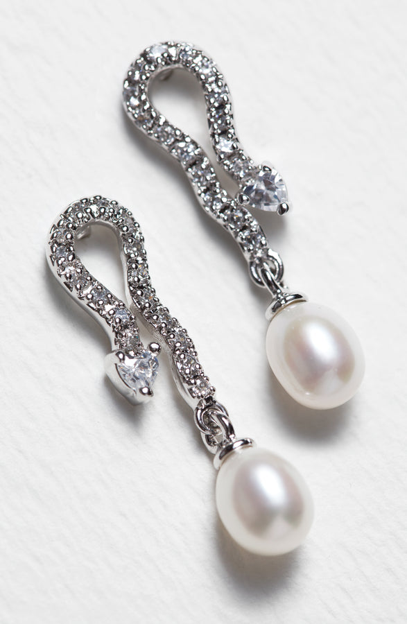 Freshwater Pearl Silver Dangle Drop Earrings | Wedding Jewelry – AMYO ...
