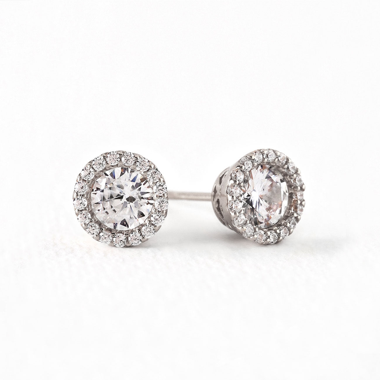 Sophia Petite Round Halo Stud Earrings