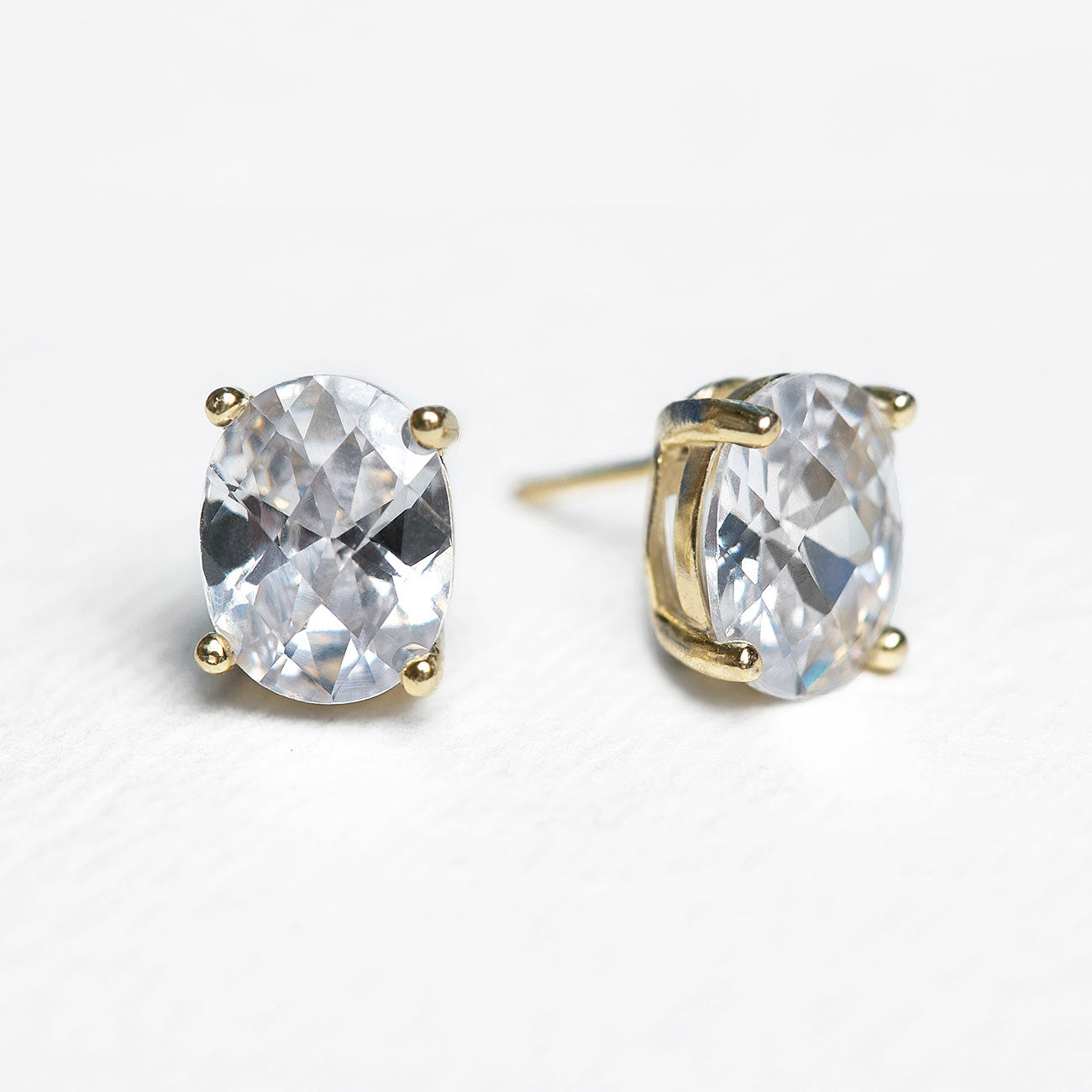 Noelle Solitaire Oval Stud Earrings