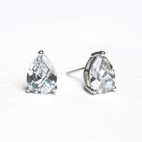 Solitaire Pear Stud Earrings