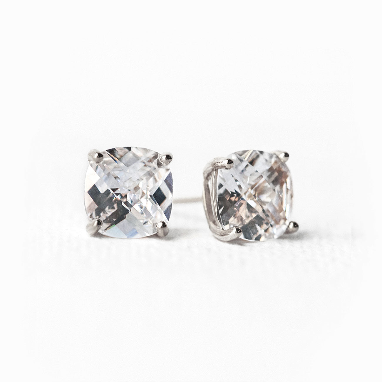 Solitaire Cushion Stud Earrings