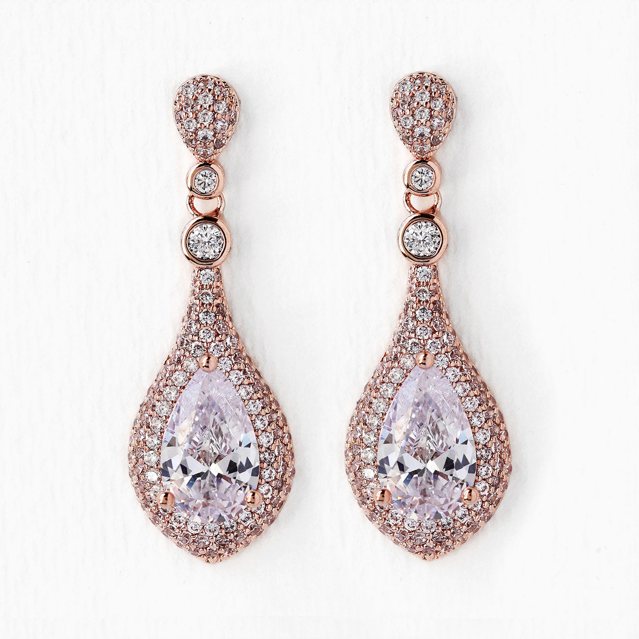 Bridal Earrings | Rose Gold Drop Earrings, Wedding Jewelry  AMYO Bridal