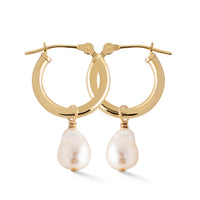Pearl Drop Hoop Earrings