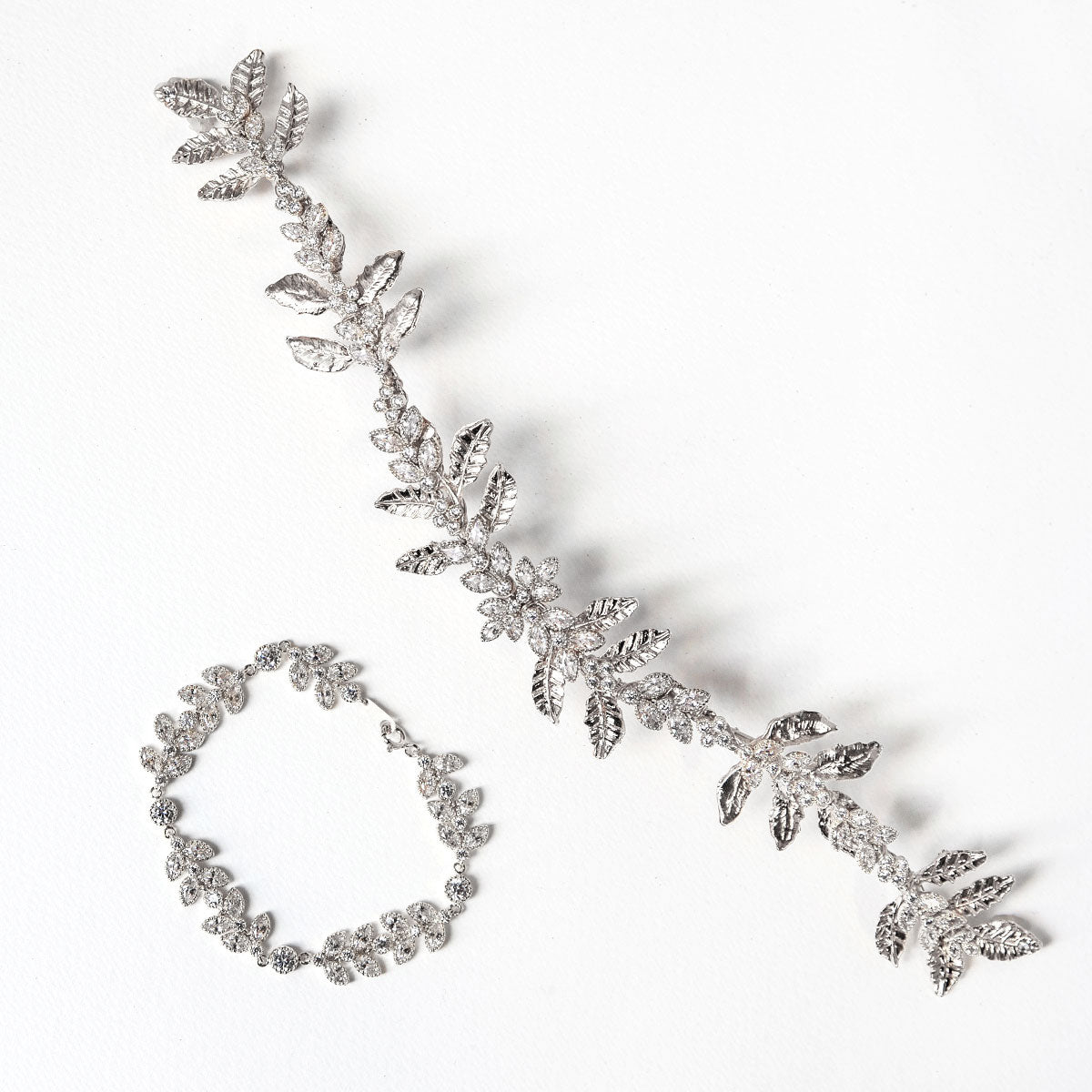 Boho Crystal Bridal Bracelet  White Gold Silver Tennis Bracelet – AMYO  Bridal