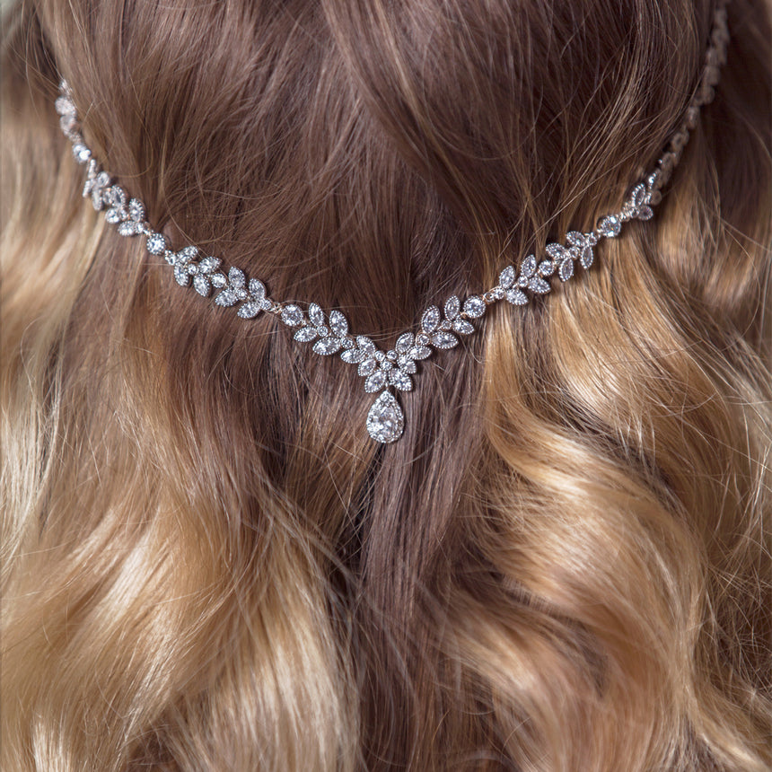 Boho Crystal Leaf Hair Vine Halo