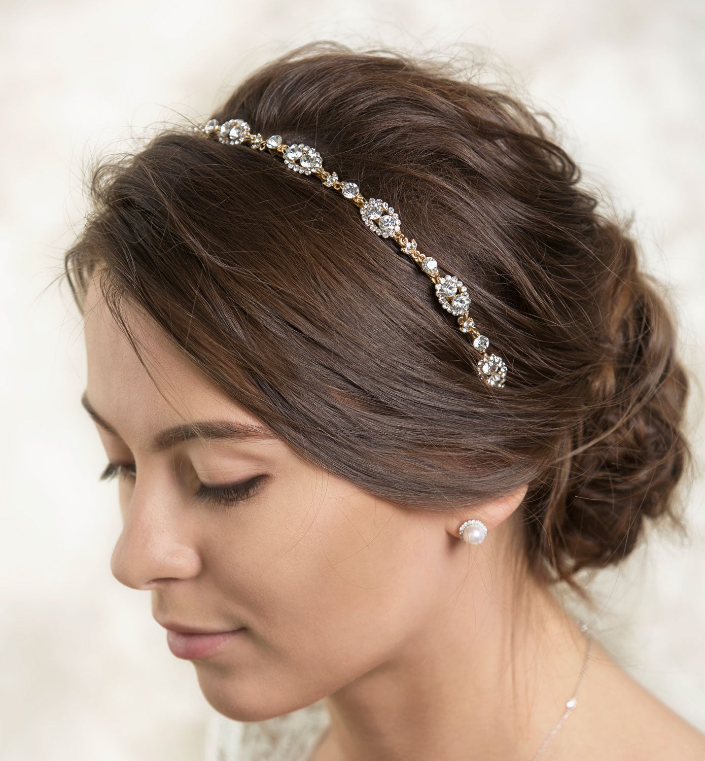 Jules Swarovski Headband with Ribbon Tie - Amy O. Bridal