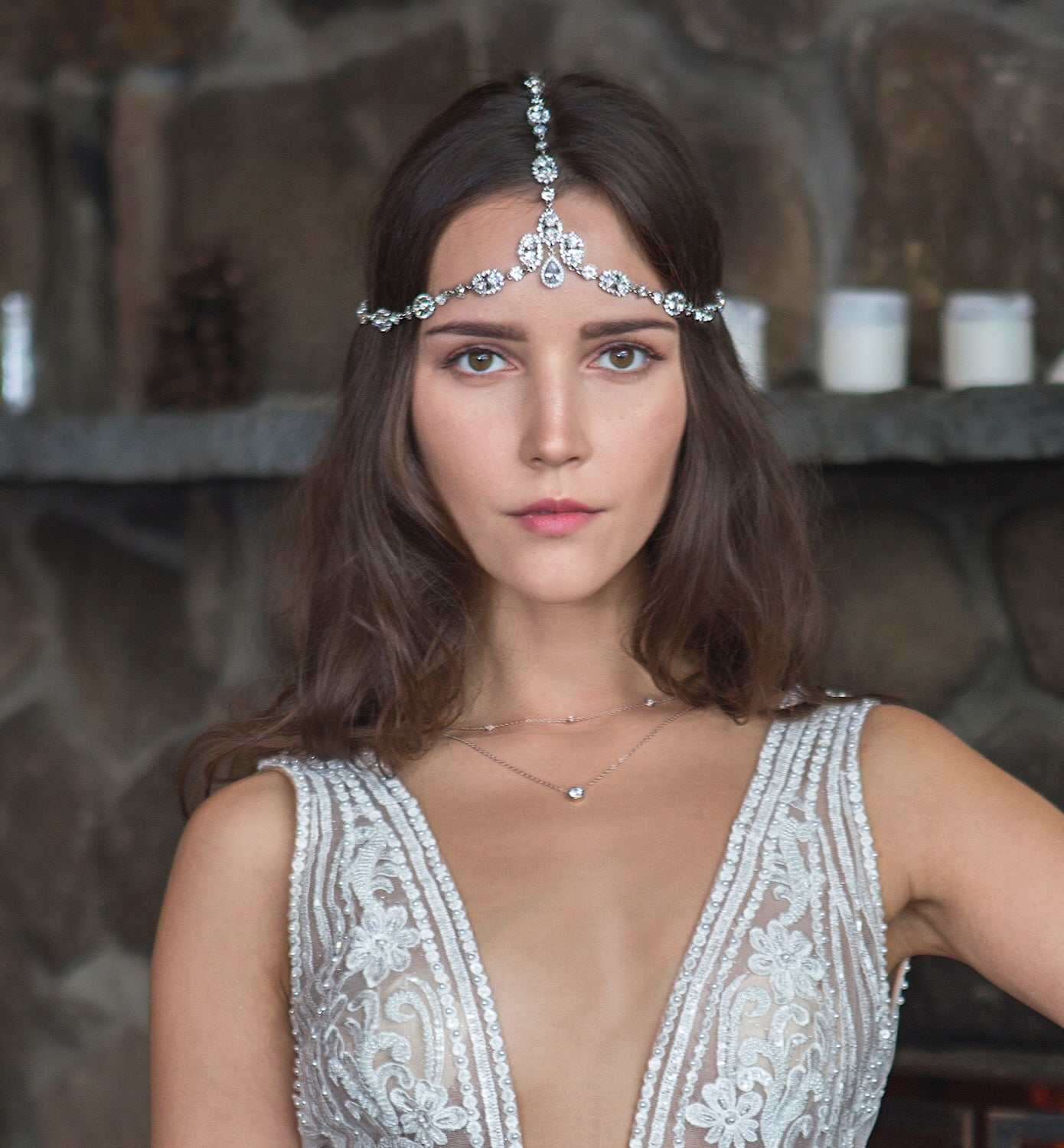 Sparkling Crystal Forehead Bridal Hair Chain Headpiece – La Bella Bridal Accessories Sparkling Crystal Forehead Bridal Hair Chain Headpiece – La Bella Bridal Accessories