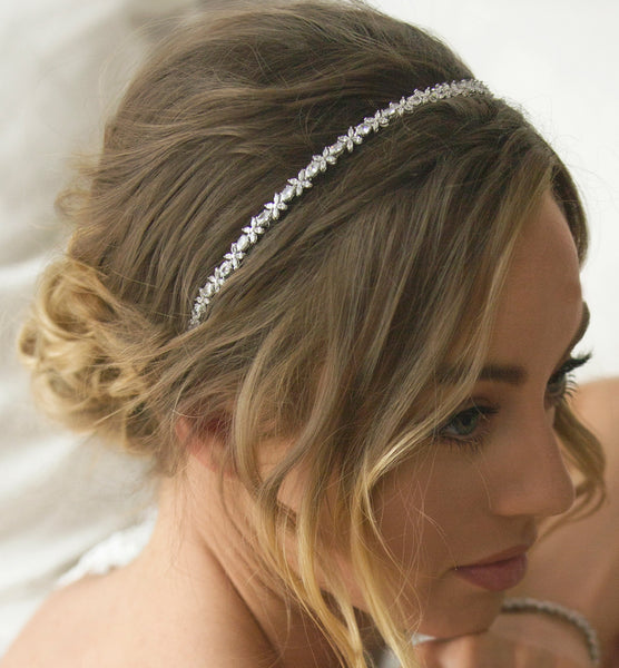 Glitz Sparkly Classic Swarovski Headband, Silver Bridal Headbands
