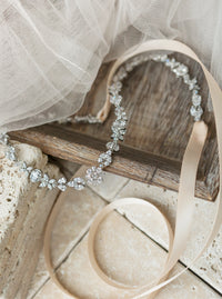 Fleur Crystal Headpiece with Ribbon Tie - Amy O. Bridal