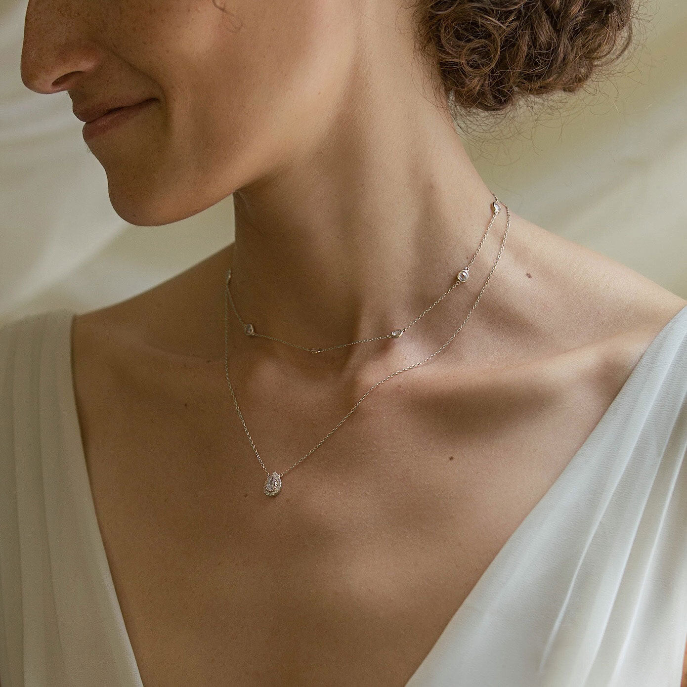 Teardrop Necklace, Layered Necklace, Bridal Jewelry