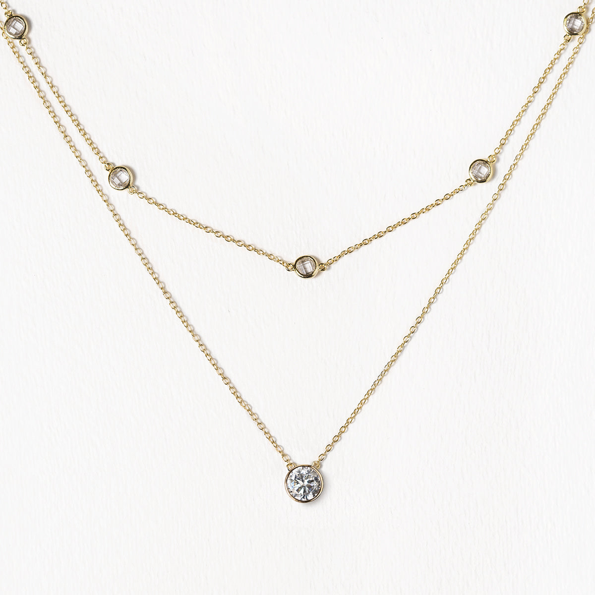 Dakota Crystal Layered Necklace - Amy O. Bridal