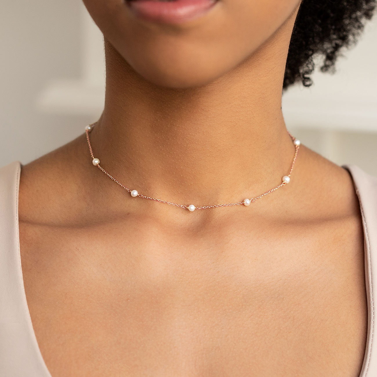 Pearl Choker Necklace, Rose Gold Choker, Bridal Wedding Jewelry – AMYO  Bridal