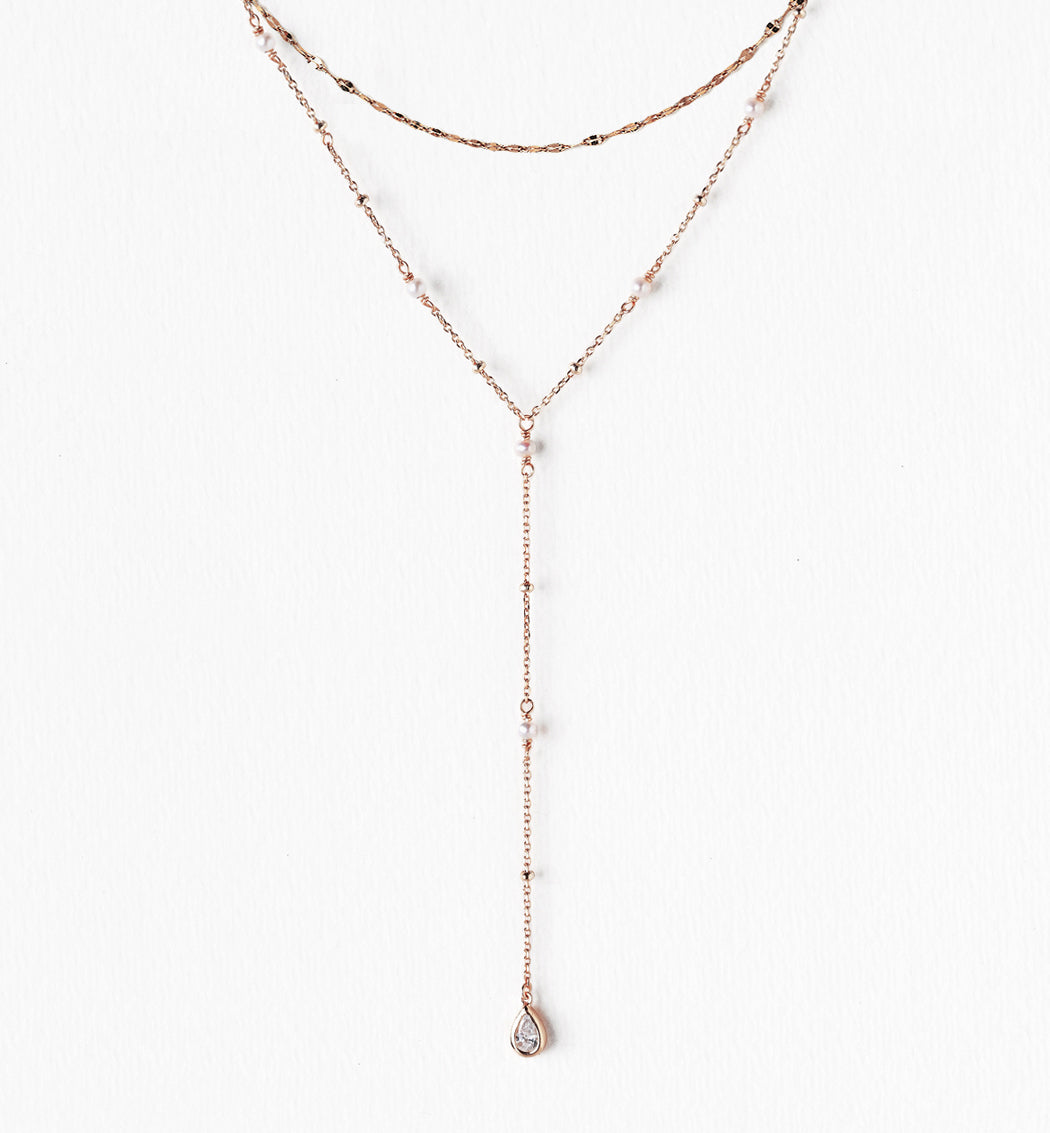 Perla Lariat Layered Necklace