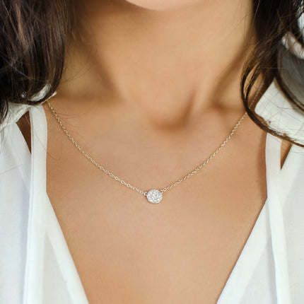 Petite Pave Disc Necklace