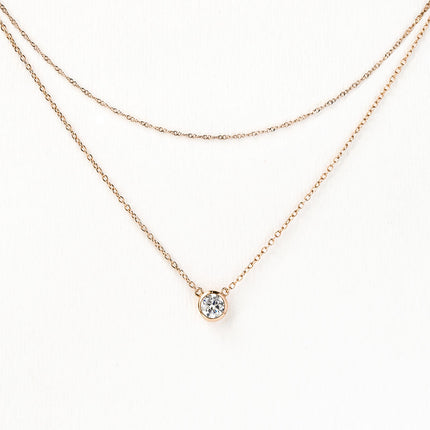Dakota Solitaire Crystal Layered Necklace