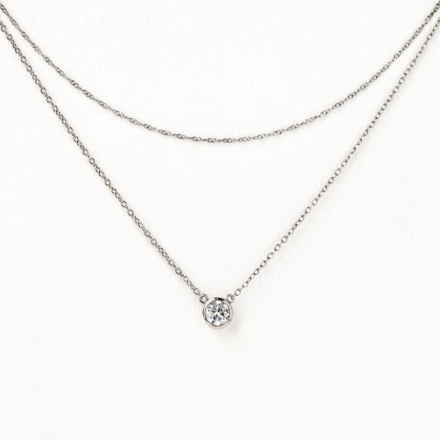 Dakota Solitaire Crystal Layered Necklace