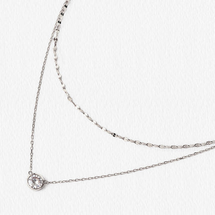 Dakota Solitaire Crystal Layered Necklace