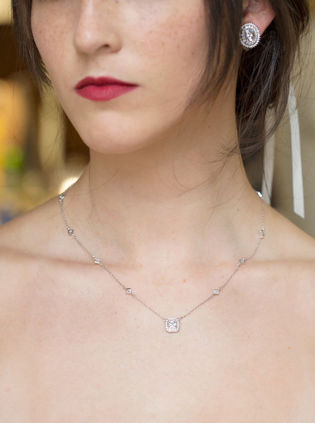 Ella Radiant CZ Pendant Necklace - Amy O. Bridal