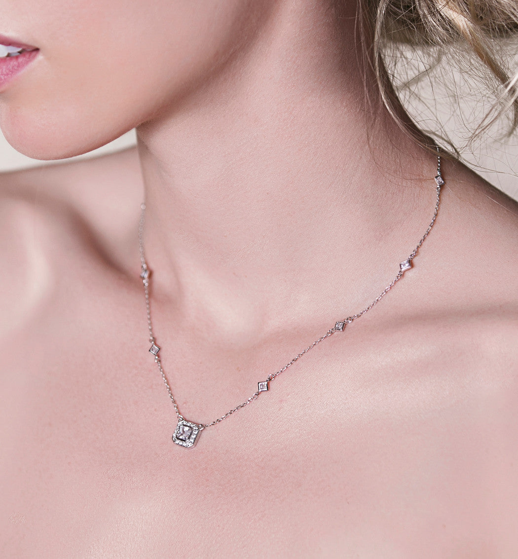 Ella Radiant CZ Pendant Necklace - Amy O. Bridal