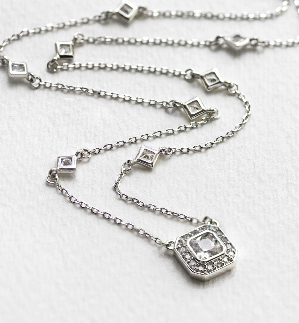 Ella Radiant CZ Pendant Necklace - Amy O. Bridal