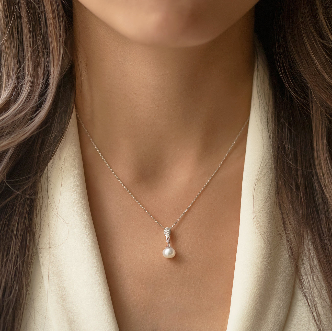 Freshwater Pearl Pendant Necklace - Amy O. Bridal