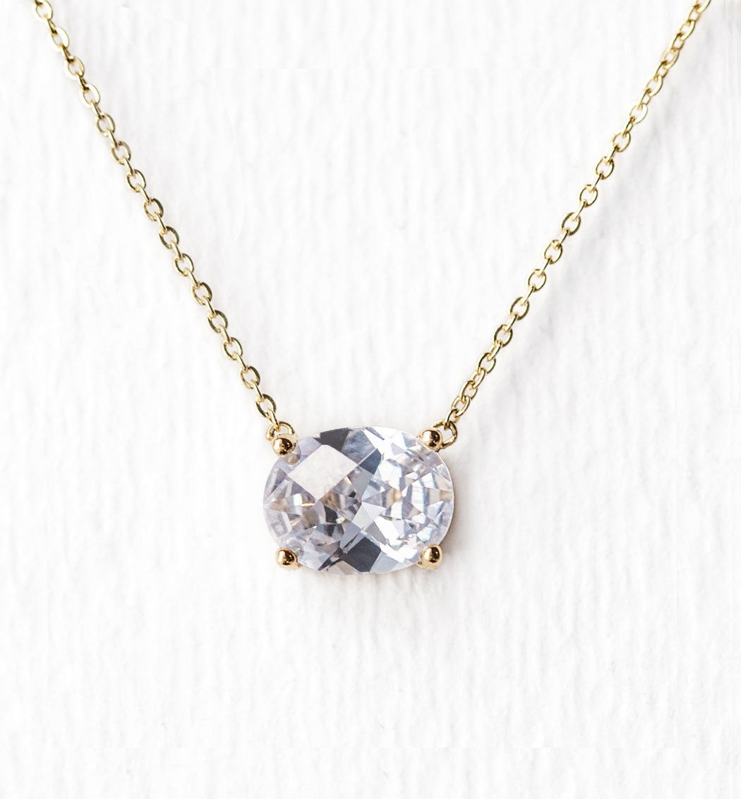 Noelle Solitaire Oval Crystal Pendant