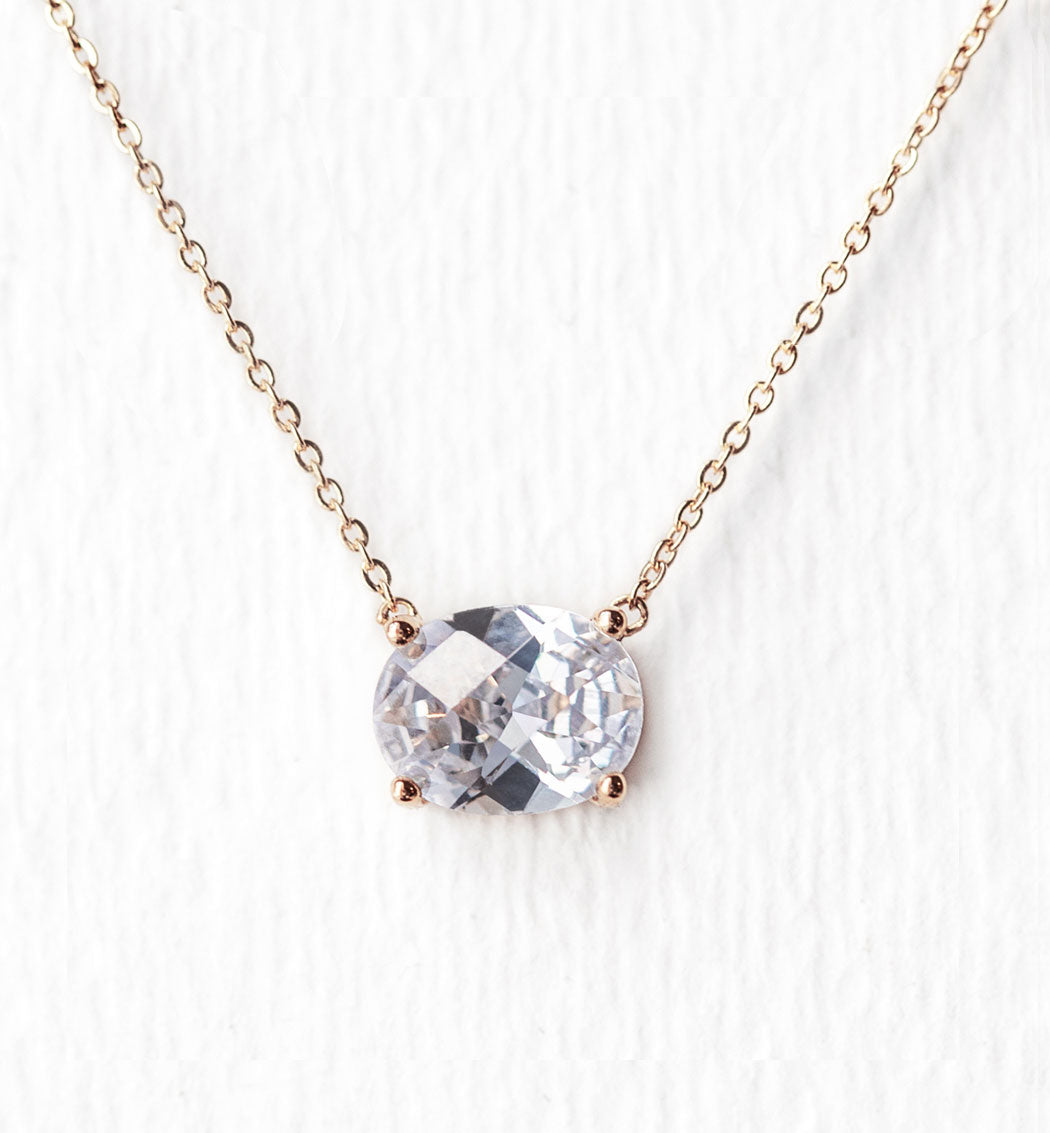 Noelle Solitaire Oval Crystal Pendant