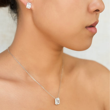Emerald Cut Earring and Necklace Set