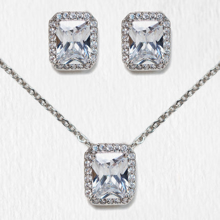 Emerald Cut Earring and Necklace Set