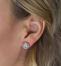 Sophia Round Crystal Stud Earrings - Amy O. Bridal