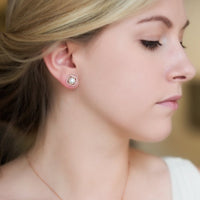 Perla Cushion Halo Stud Earrings - Amy O. Bridal