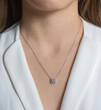 Beau Cushion Halo Pendant Necklace - Amy O. Bridal