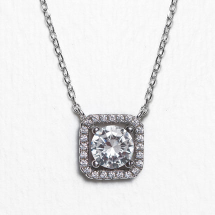 Beau Cushion Halo Pendant Necklace