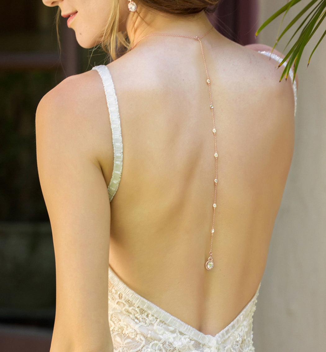 Sophia Back Pendant Necklace - Amy O. Bridal