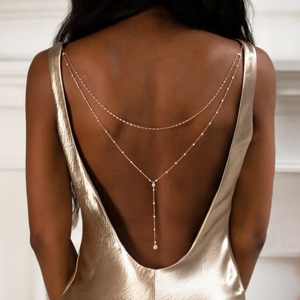 pearl backdrop necklace, pearl bridal jewelry for backless or low back dress