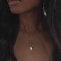 Crystal Chain Teardrop Layered Necklace