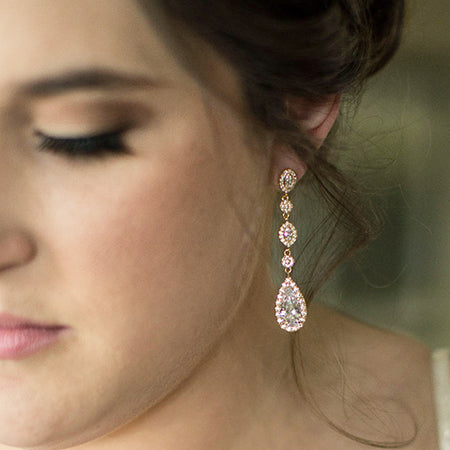 Daisy Long Drop Earrings - Amy O. Bridal