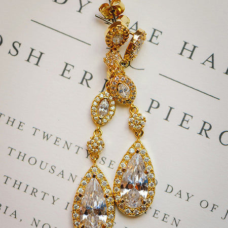 Daisy Long Drop Earrings - Amy O. Bridal