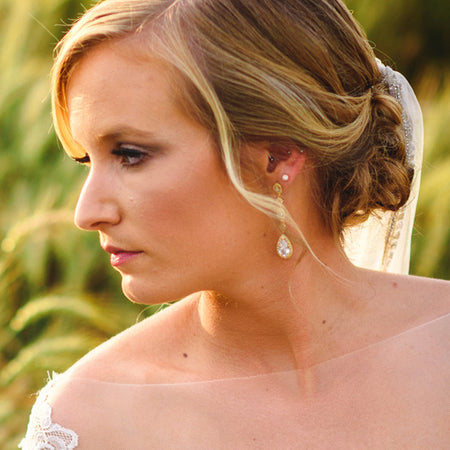 Daisy Long Drop Earrings - Amy O. Bridal