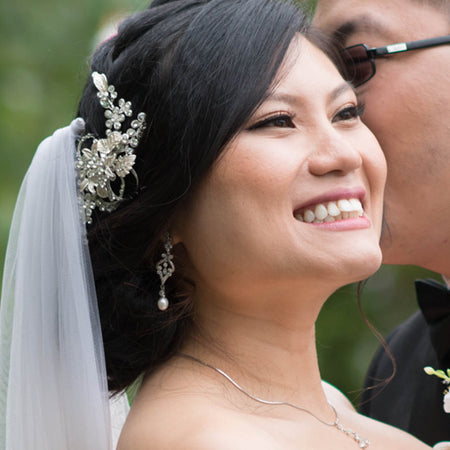 Jolie Vintage Pearl Long Drop Earrings - Amy O. Bridal