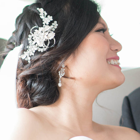 Jolie Vintage Pearl Long Drop Earrings - Amy O. Bridal