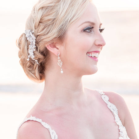 Jolie Vintage Pearl Long Drop Earrings - Amy O. Bridal