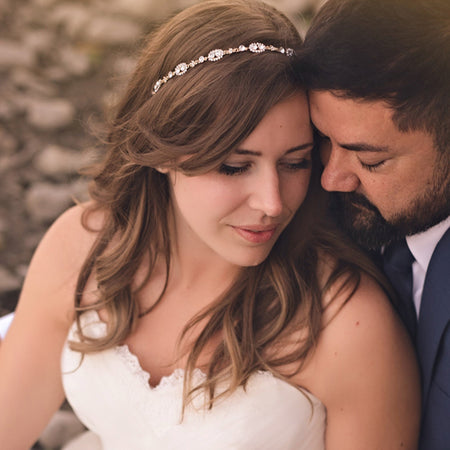 Jules Swarovski Headband with Ribbon Tie - Amy O. Bridal