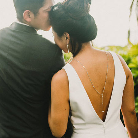 Bridal Back Jewelry Clip onto Dress  Y Lariat Backdrop Necklace – AMYO  Bridal