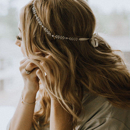 Monet Floral Headpiece with Ribbon Tie - Amy O. Bridal