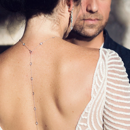 Margaux CZ Back Pendant Necklace - Amy O. Bridal