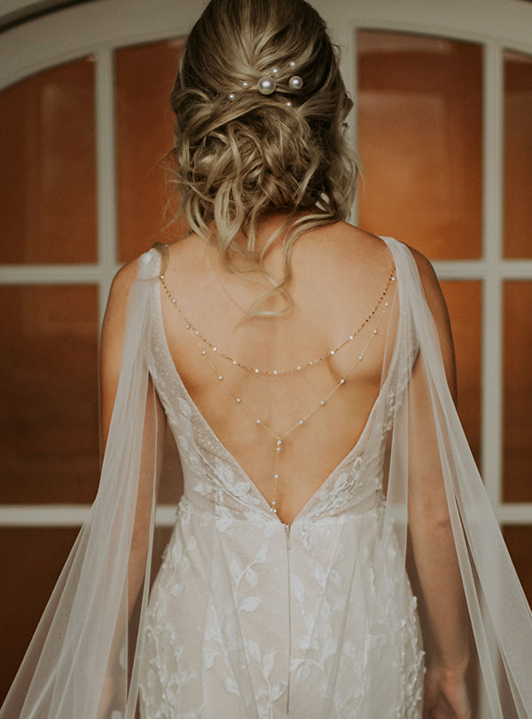 Bridal Back Jewelry Clip onto Dress  Y Lariat Backdrop Necklace – AMYO  Bridal